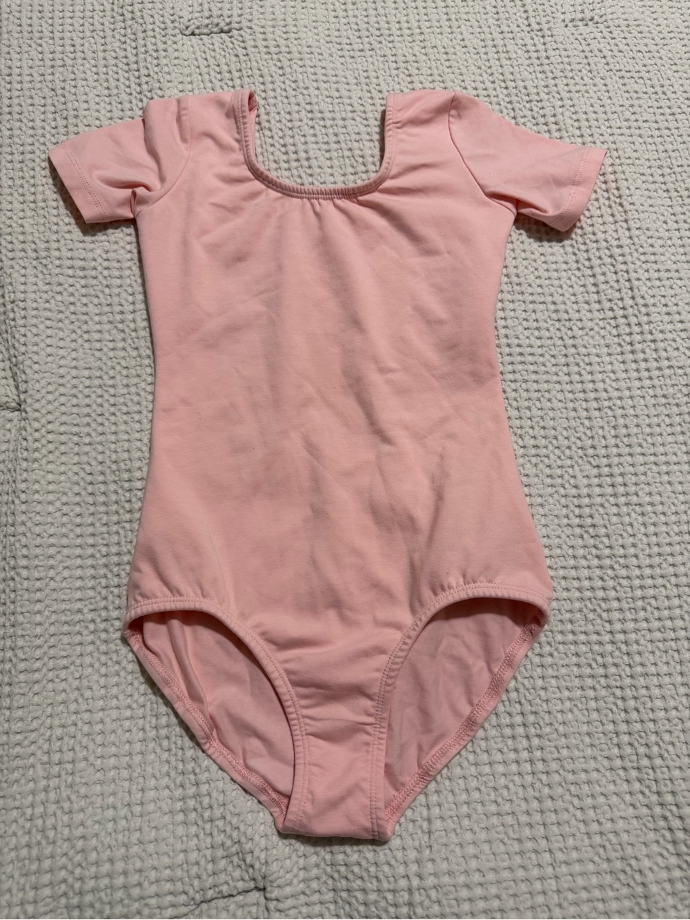 Girls Pink Short-Sleeve One-Piece Leotard